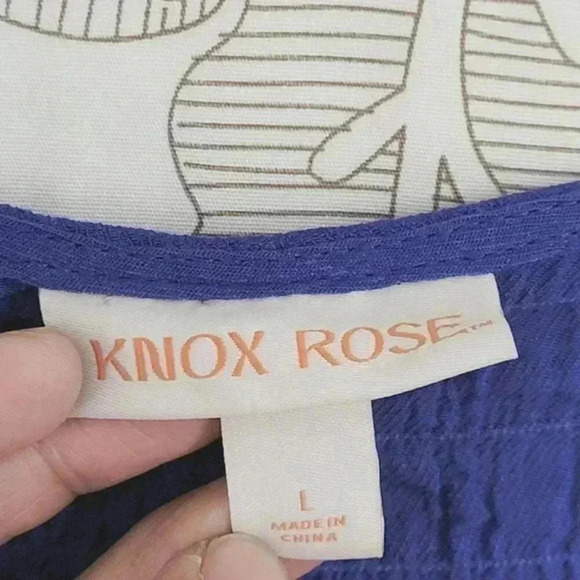 Knox Rose Mini Tunic Dress Blue L Crewneck Cap sleeve Women's - Picture 5 of 8